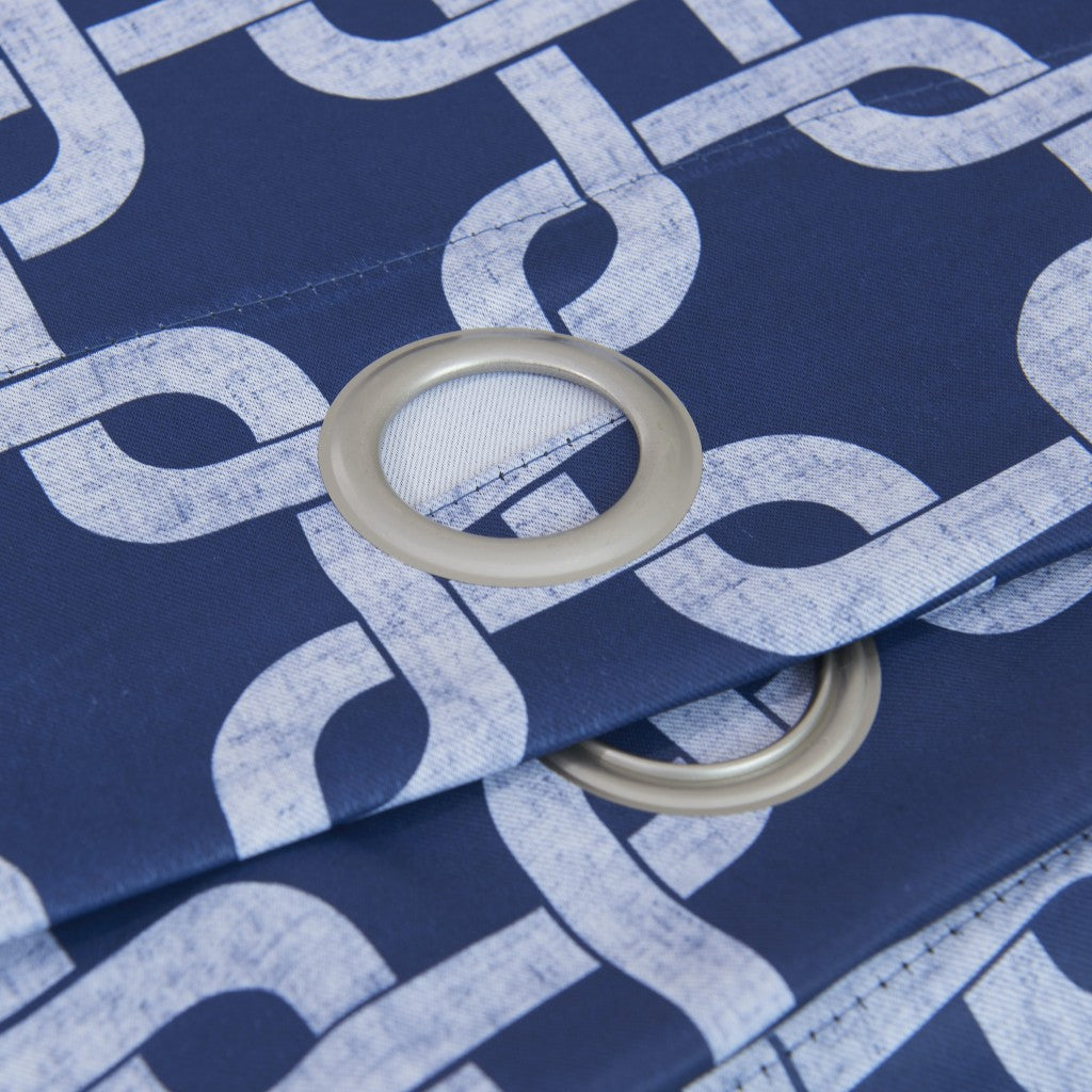 84” Navy Interlock Pattern Window Curtain Panel-Curtains and Drapes-DECOROLALA