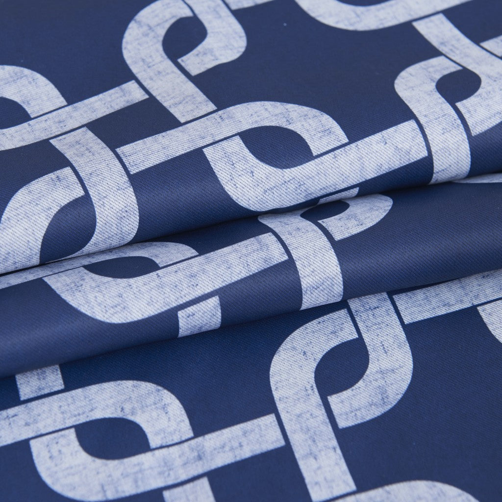 84” Navy Interlock Pattern Window Curtain Panel-Curtains and Drapes-DECOROLALA