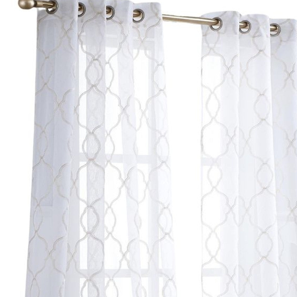 84” Charcoal Trellis Pattern Embroidered Window Curtain Panel-Curtains and Drapes-DECOROLALA