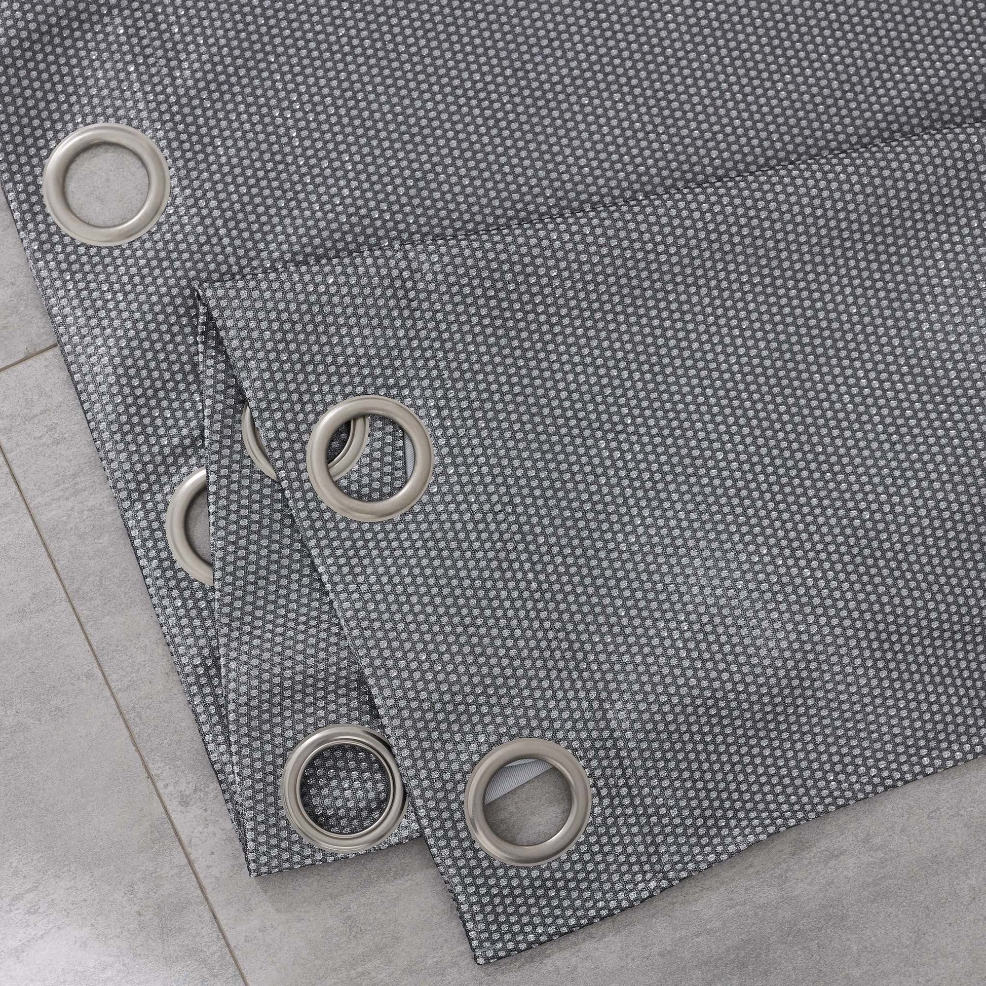 Set of Two 84" Silver Metallic Textured Window Panels-Curtains and Drapes-DECOROLALA