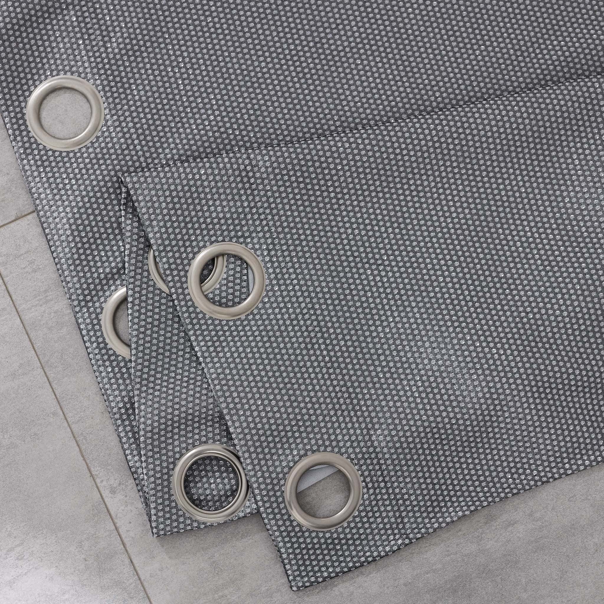 Set of Two 84" Silver Metallic Textured Window Panels-Curtains and Drapes-DECOROLALA