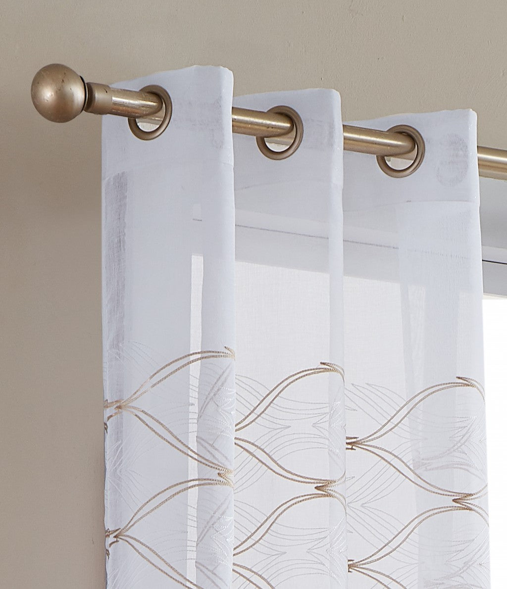 Set of Two 84" Gold Wave Embroidered Window Panels-Curtains and Drapes-DECOROLALA