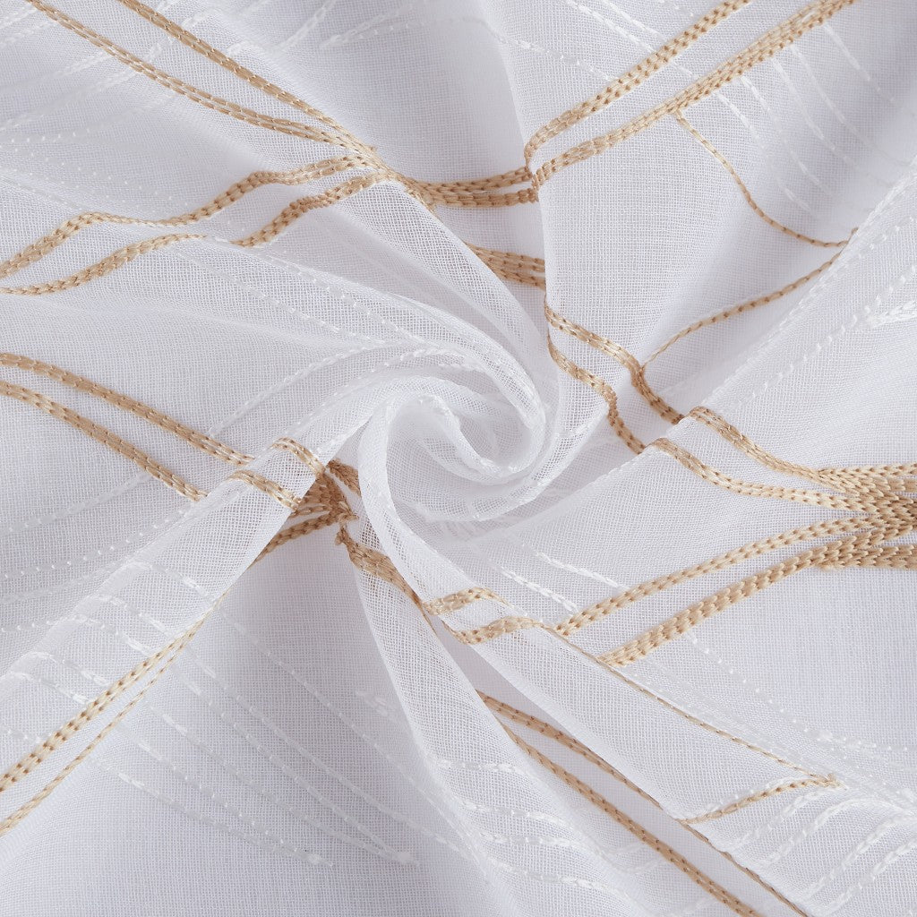 Set of Two 84" Gold Wave Embroidered Window Panels-Curtains and Drapes-DECOROLALA
