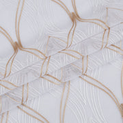 Set of Two 84" Gold Wave Embroidered Window Panels-Curtains and Drapes-DECOROLALA