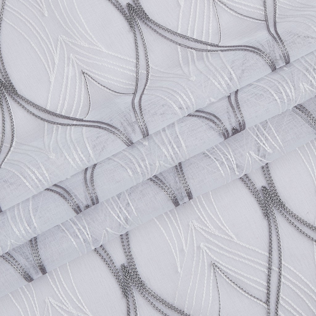 Set of Two 96" White Wave Embroidered Window Panels-Curtains and Drapes-DECOROLALA