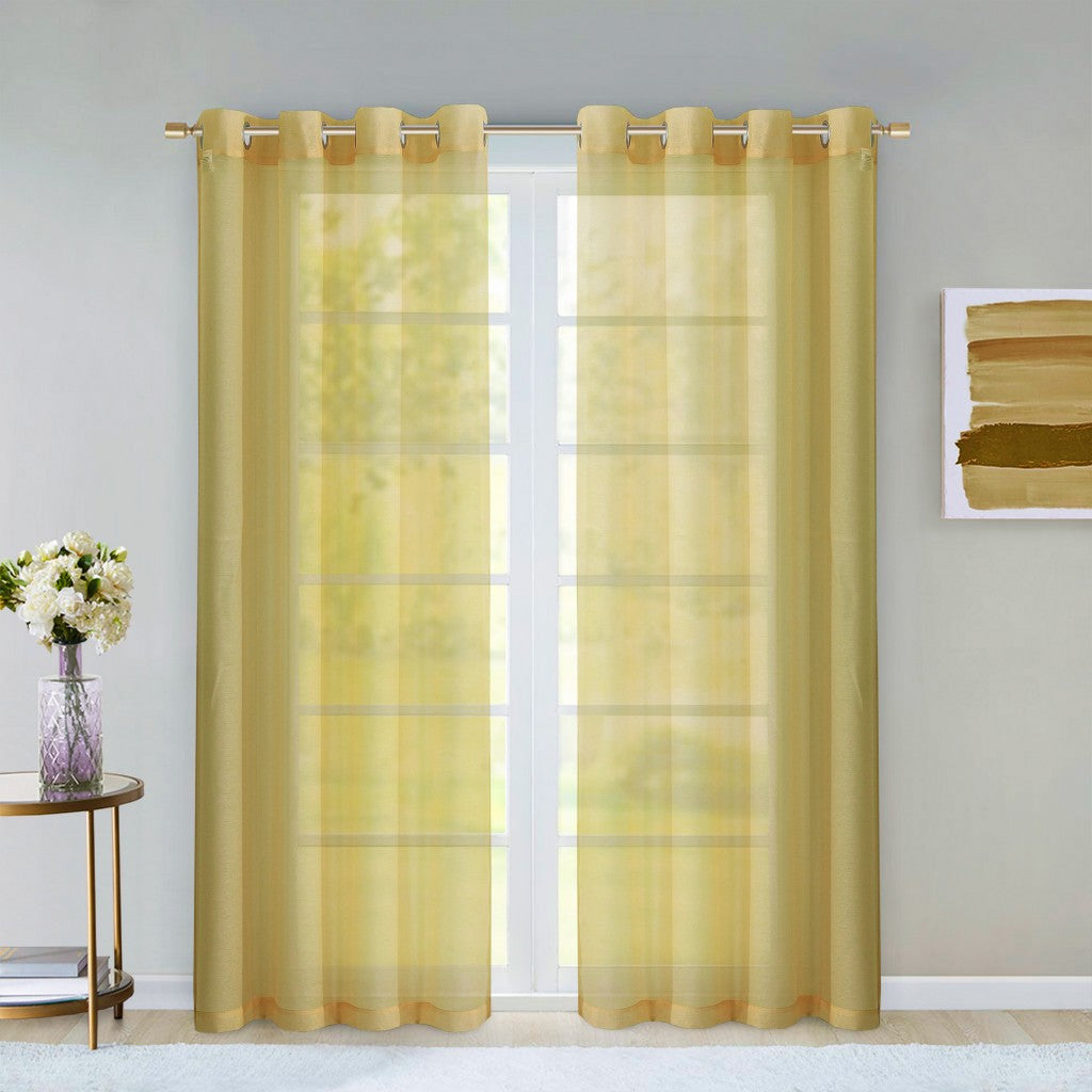 Set of Two 84" Gold Solid Modern Window Panels-Curtains and Drapes-DECOROLALA