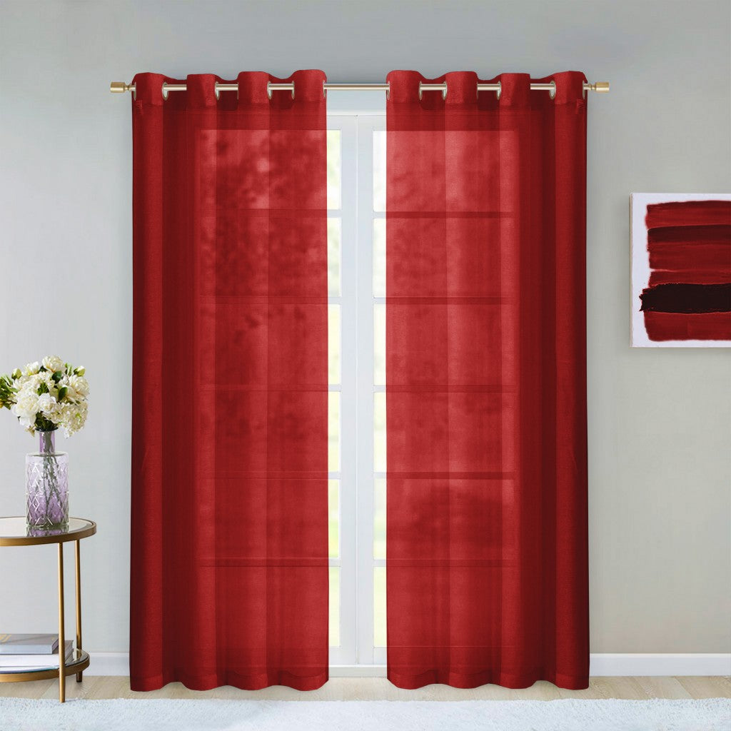 Set of Two 84" Red Solid Modern Window Panels-Curtains and Drapes-DECOROLALA