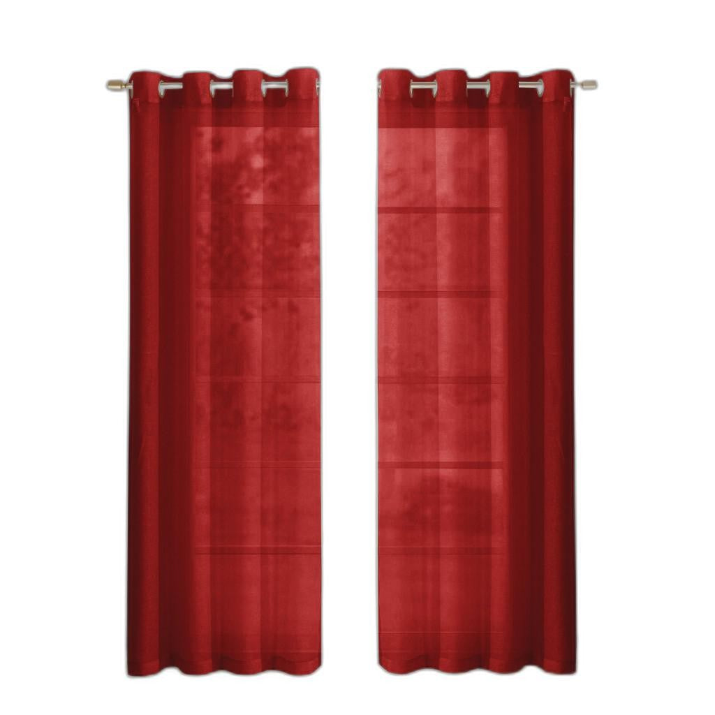 Set of Two 84" Red Solid Modern Window Panels-Curtains and Drapes-DECOROLALA