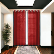 Set of Two 84" Red Solid Modern Window Panels-Curtains and Drapes-DECOROLALA