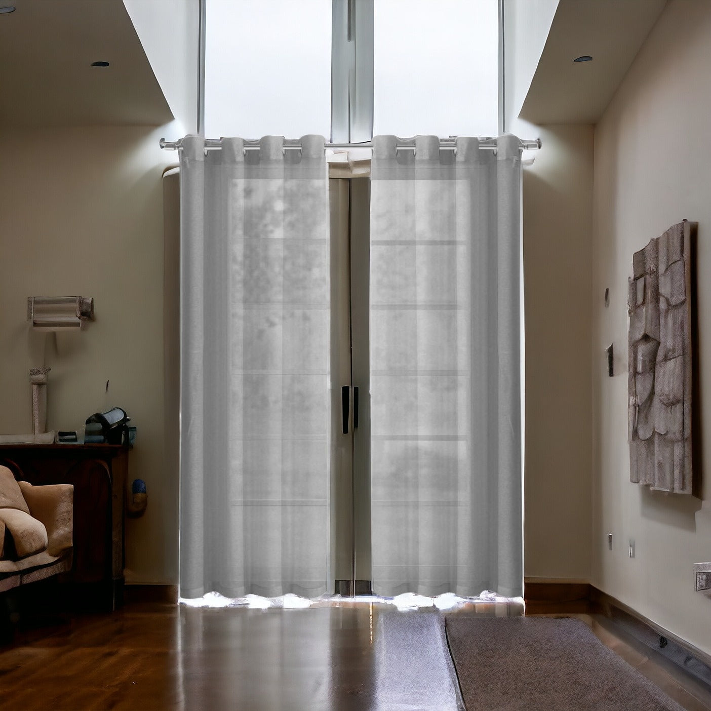 Set of Two 84" Silver Solid Modern Window Panels-Curtains and Drapes-DECOROLALA