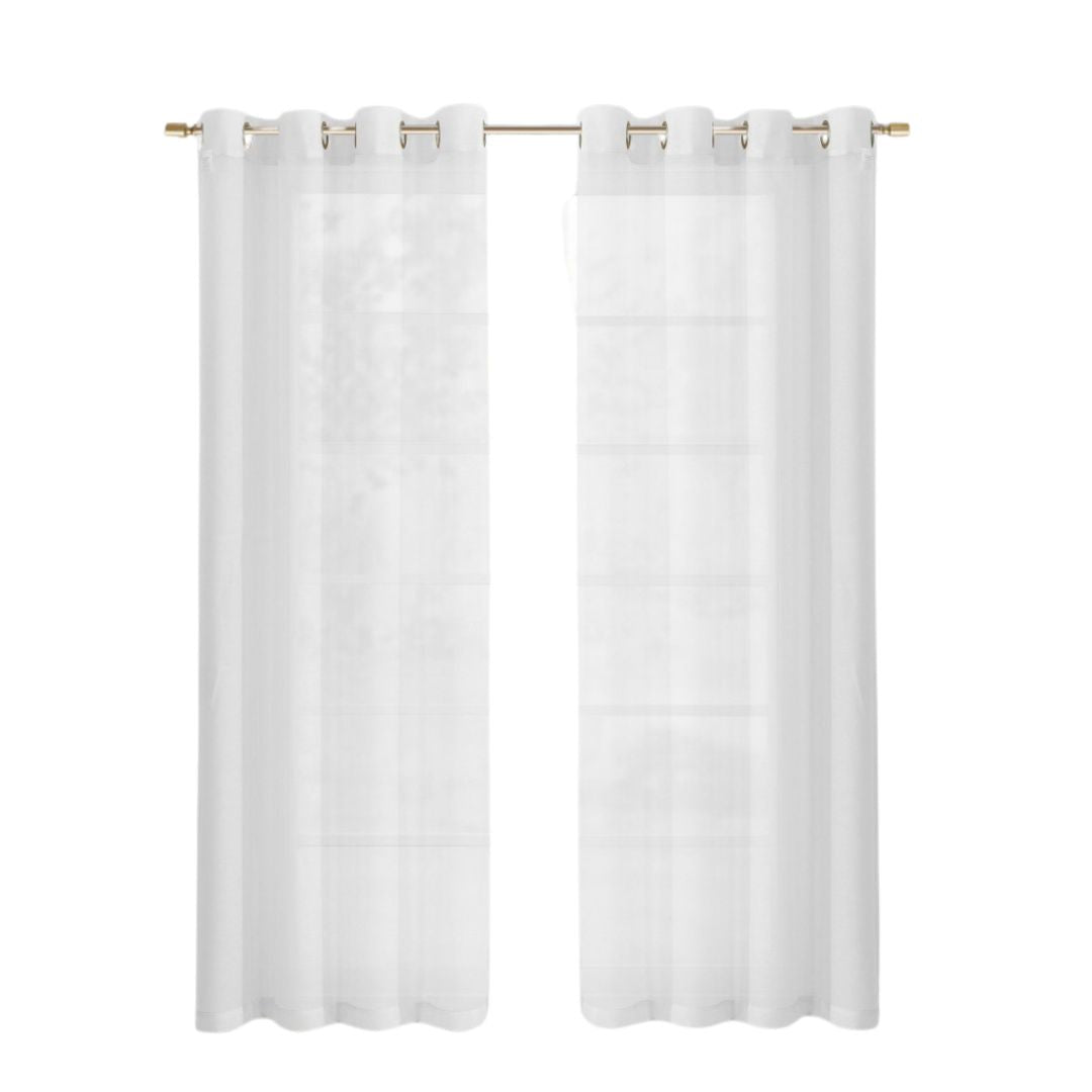 Set of Two 84" White Solid Modern Window Panels-Curtains and Drapes-DECOROLALA