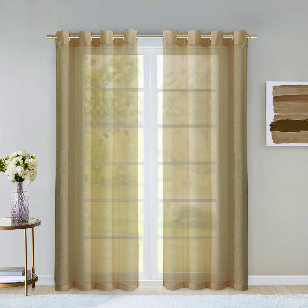 Set of Two 84" Tan Solid Modern Window Panels-Curtains and Drapes-DECOROLALA