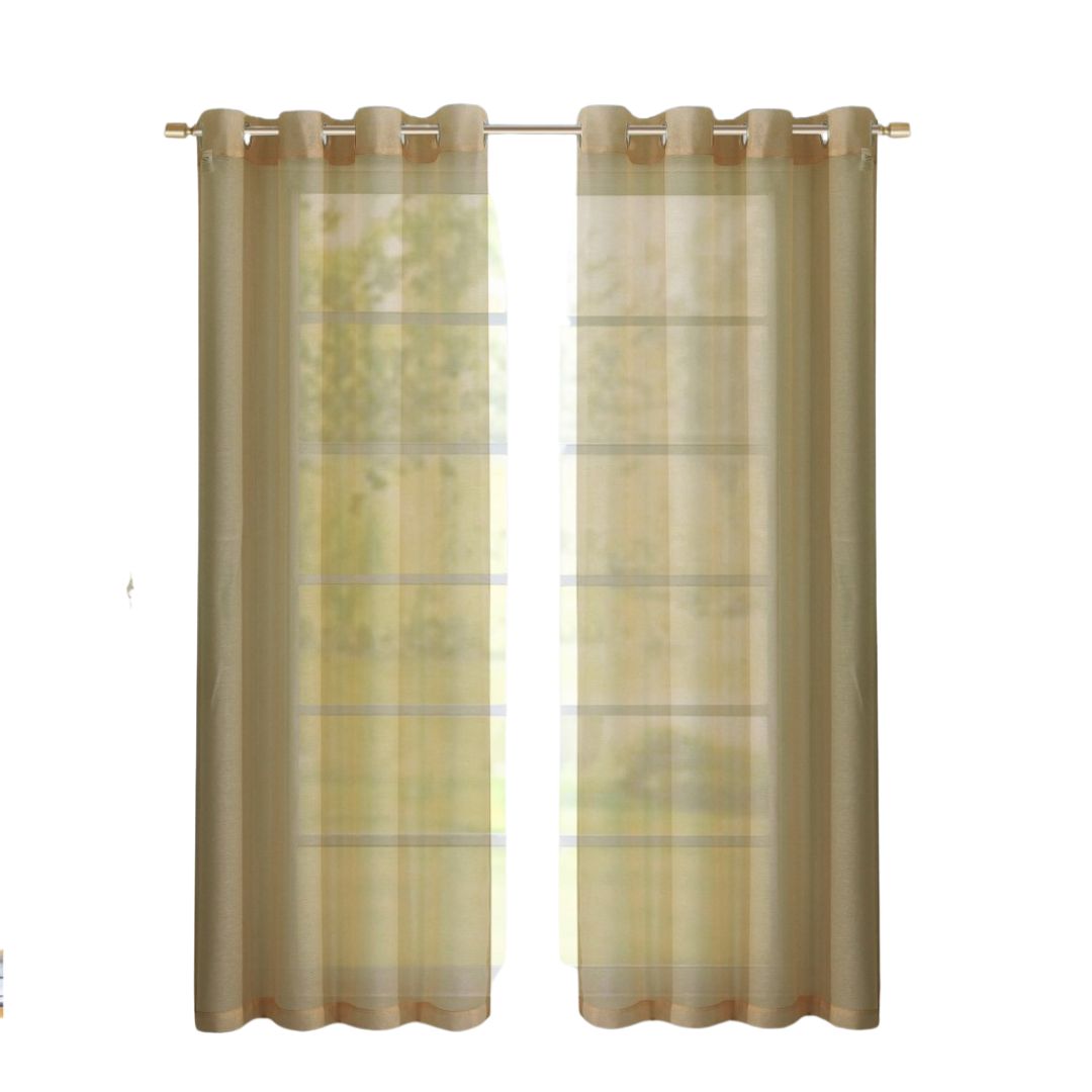 Set of Two 84" Tan Solid Modern Window Panels-Curtains and Drapes-DECOROLALA