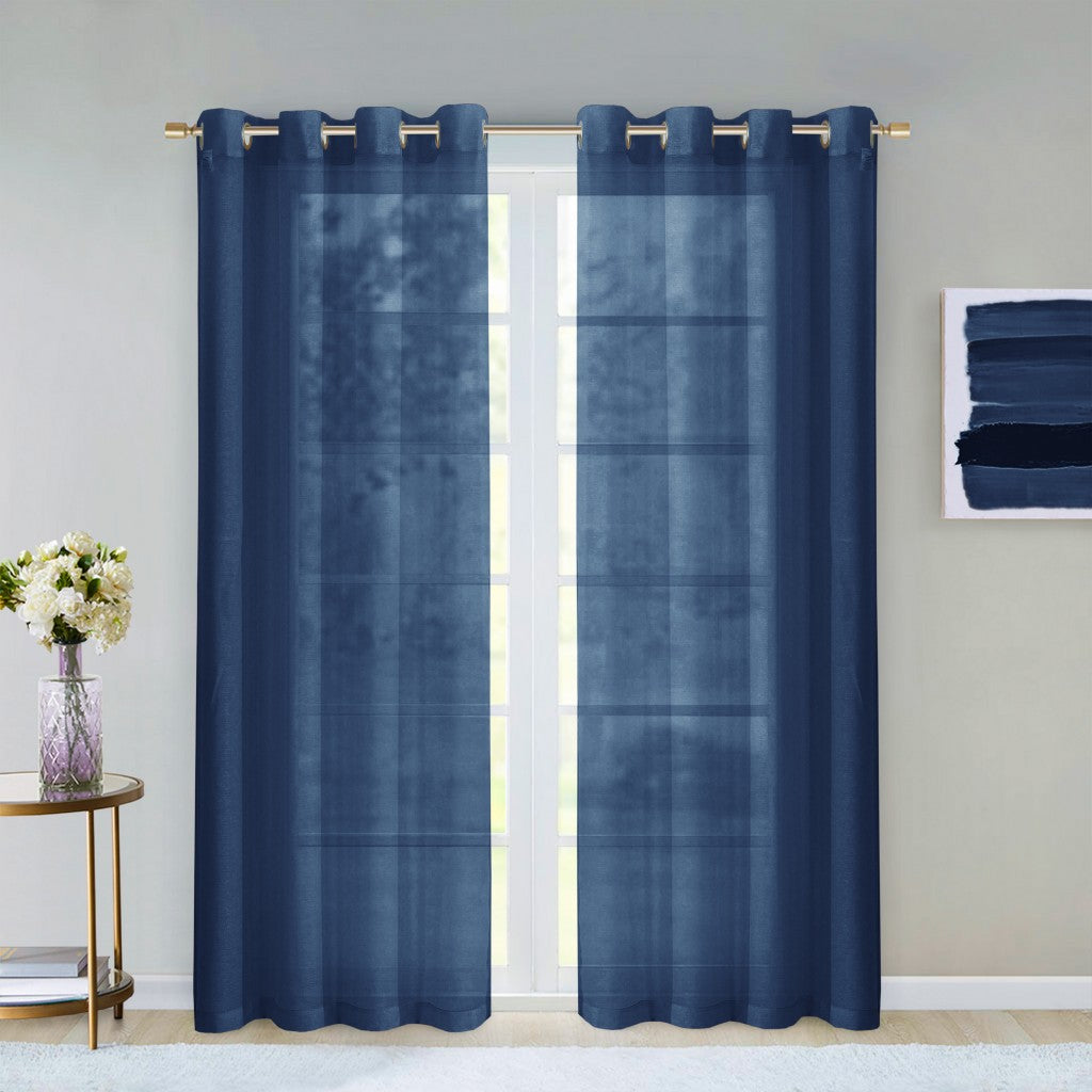 Set of Two 84" Blue Solid Modern Window Panels-Curtains and Drapes-DECOROLALA