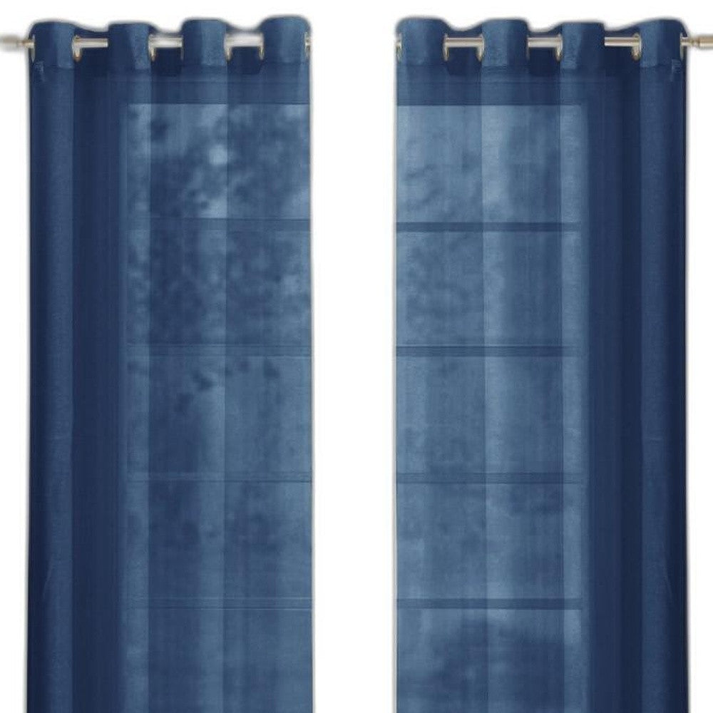 Set of Two 84" Blue Solid Modern Window Panels-Curtains and Drapes-DECOROLALA