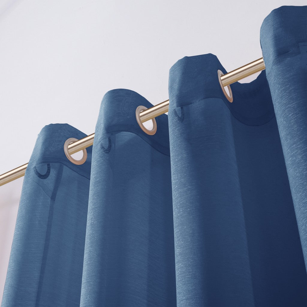 Set of Two 84" Blue Solid Modern Window Panels-Curtains and Drapes-DECOROLALA