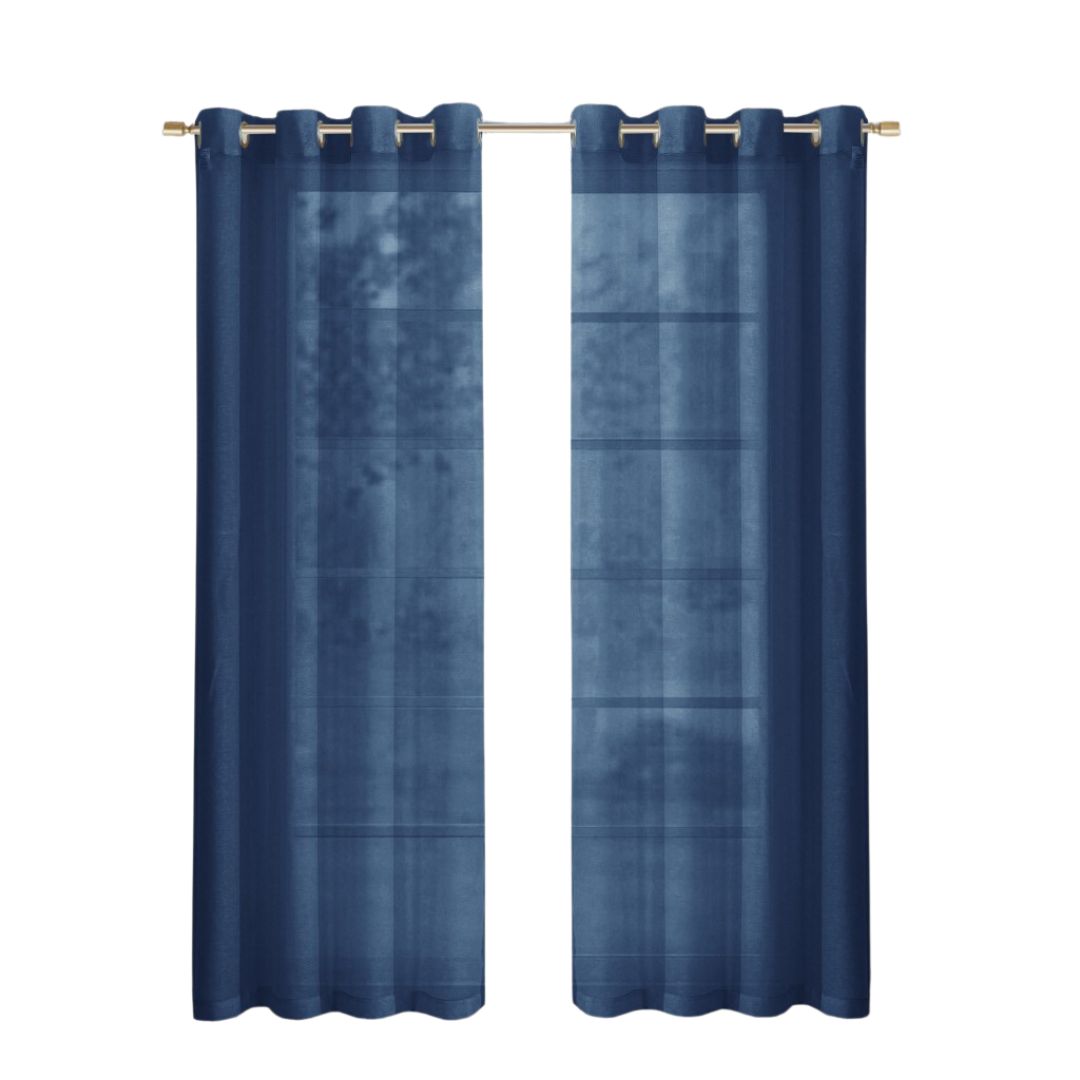 Set of Two 84" Blue Solid Modern Window Panels-Curtains and Drapes-DECOROLALA
