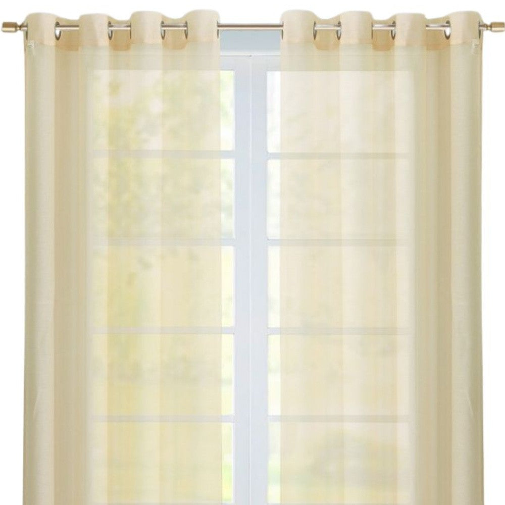 Set of Two 84" Beige Solid Modern Window Panels-Curtains and Drapes-DECOROLALA
