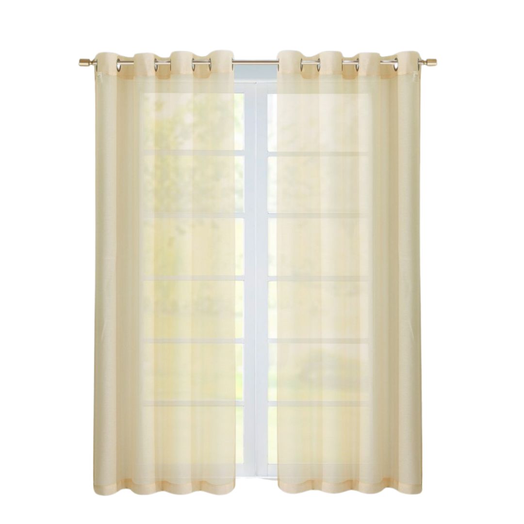 Set of Two 84" Beige Solid Modern Window Panels-Curtains and Drapes-DECOROLALA