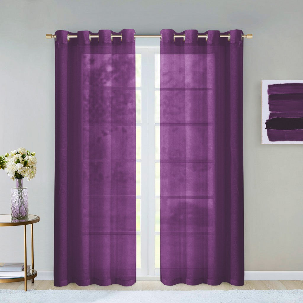 Set of Two 84" Purple Solid Modern Window Panels-Curtains and Drapes-DECOROLALA