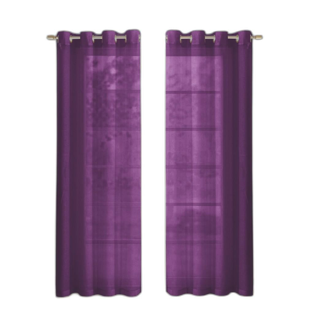 Set of Two 84" Purple Solid Modern Window Panels-Curtains and Drapes-DECOROLALA