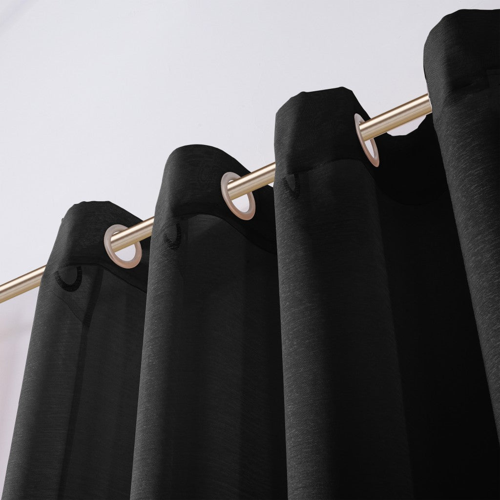 Set of Two 84" Black Solid Modern Window Panels-Curtains and Drapes-DECOROLALA