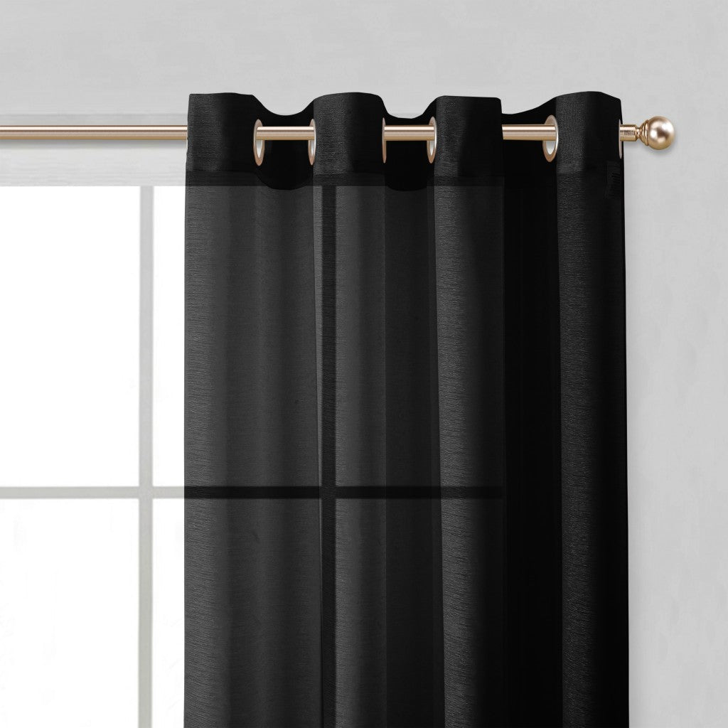 Set of Two 84" Black Solid Modern Window Panels-Curtains and Drapes-DECOROLALA