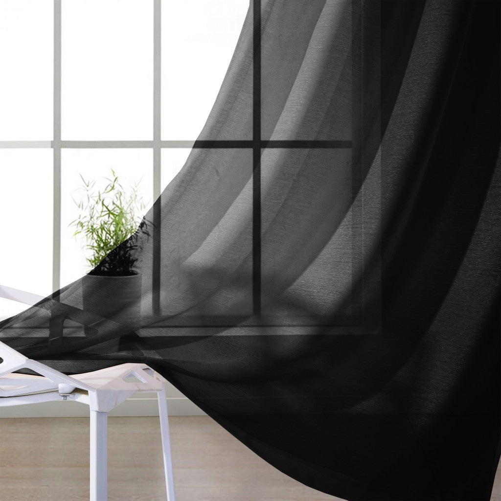Set of Two 84" Black Solid Modern Window Panels-Curtains and Drapes-DECOROLALA