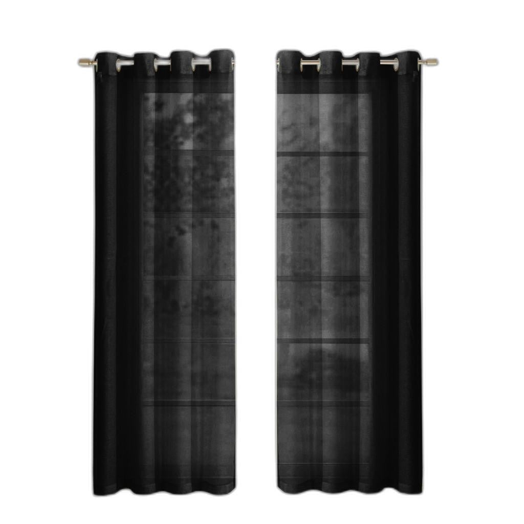Set of Two 84" Black Solid Modern Window Panels-Curtains and Drapes-DECOROLALA