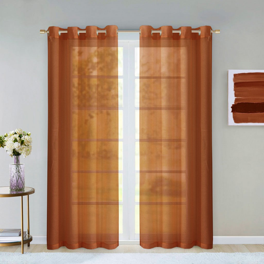 Set of Two 84" Rust Solid Modern Window Panels-Curtains and Drapes-DECOROLALA