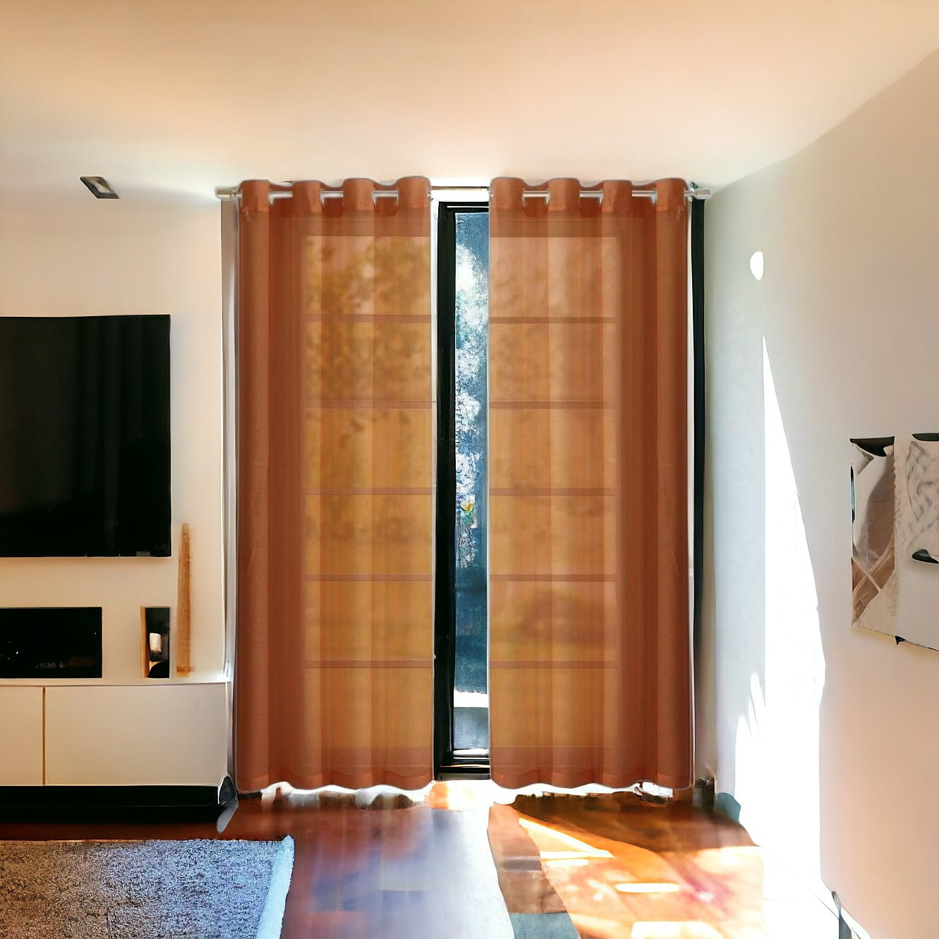 Set of Two 84" Rust Solid Modern Window Panels-Curtains and Drapes-DECOROLALA