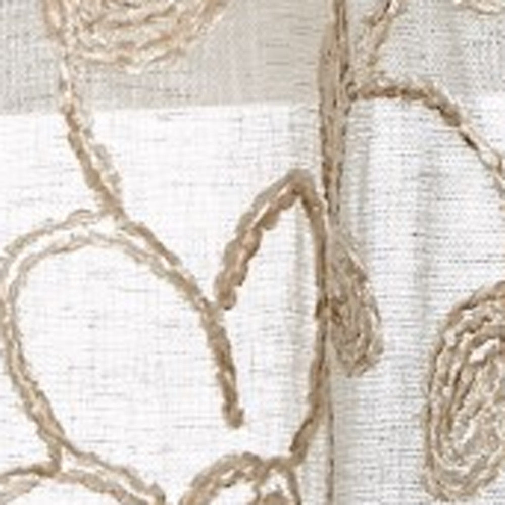 Set of Two 84" Tan Floral Embroidered Window Panels-Curtains and Drapes-DECOROLALA