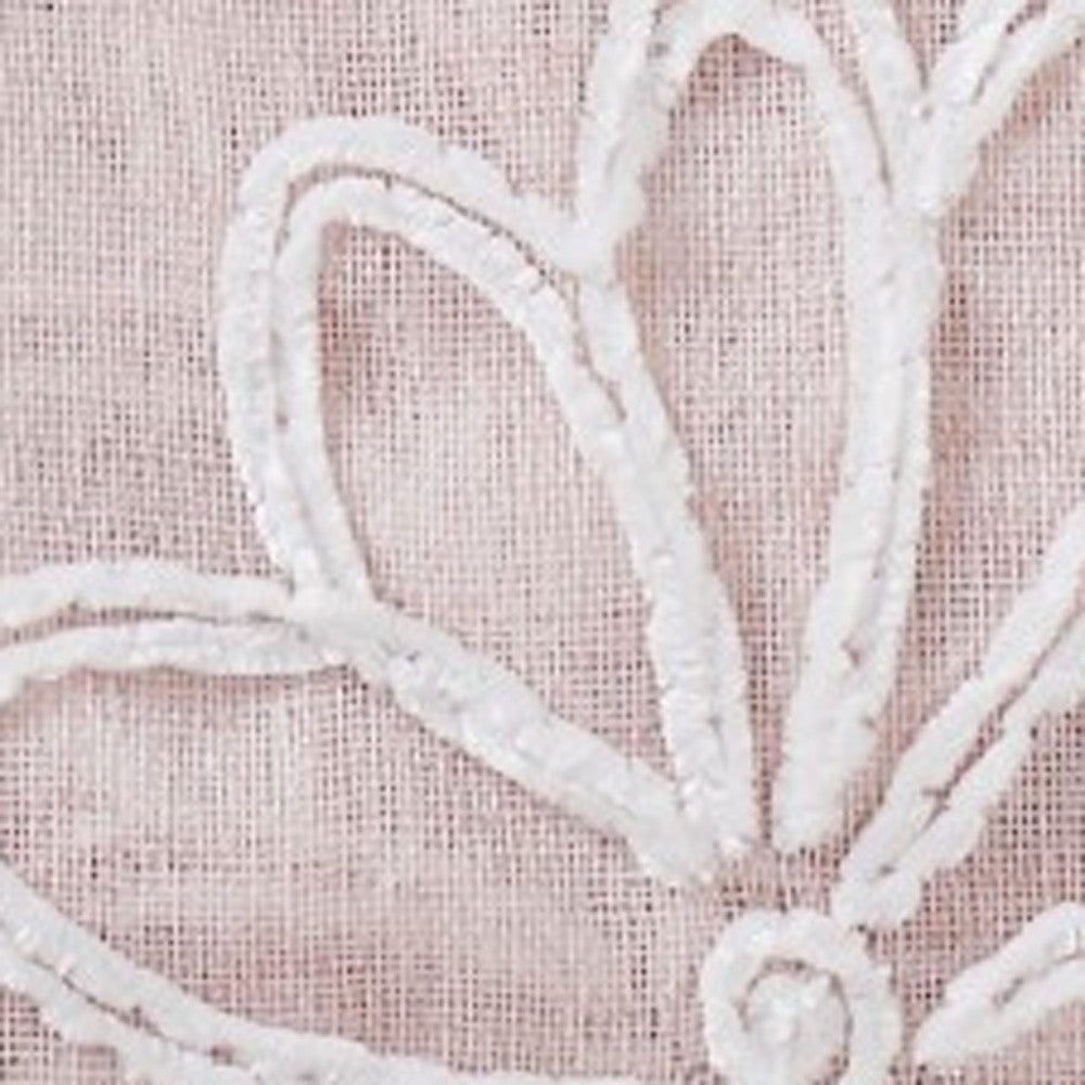 Set of Two 84" Blush Floral Embroidered Window Panels-Curtains and Drapes-DECOROLALA
