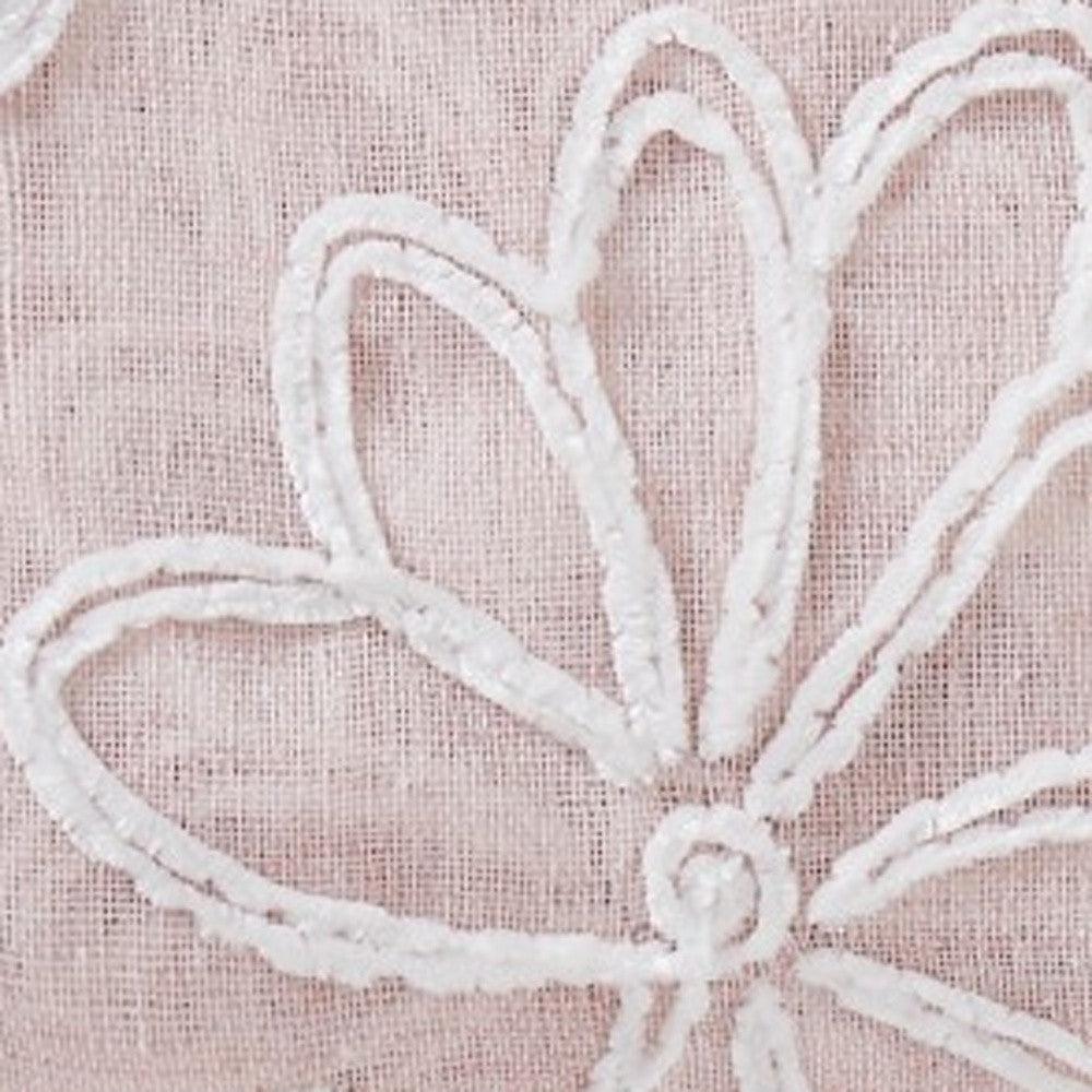 Set of Two 84" Blush Floral Embroidered Window Panels-Curtains and Drapes-DECOROLALA