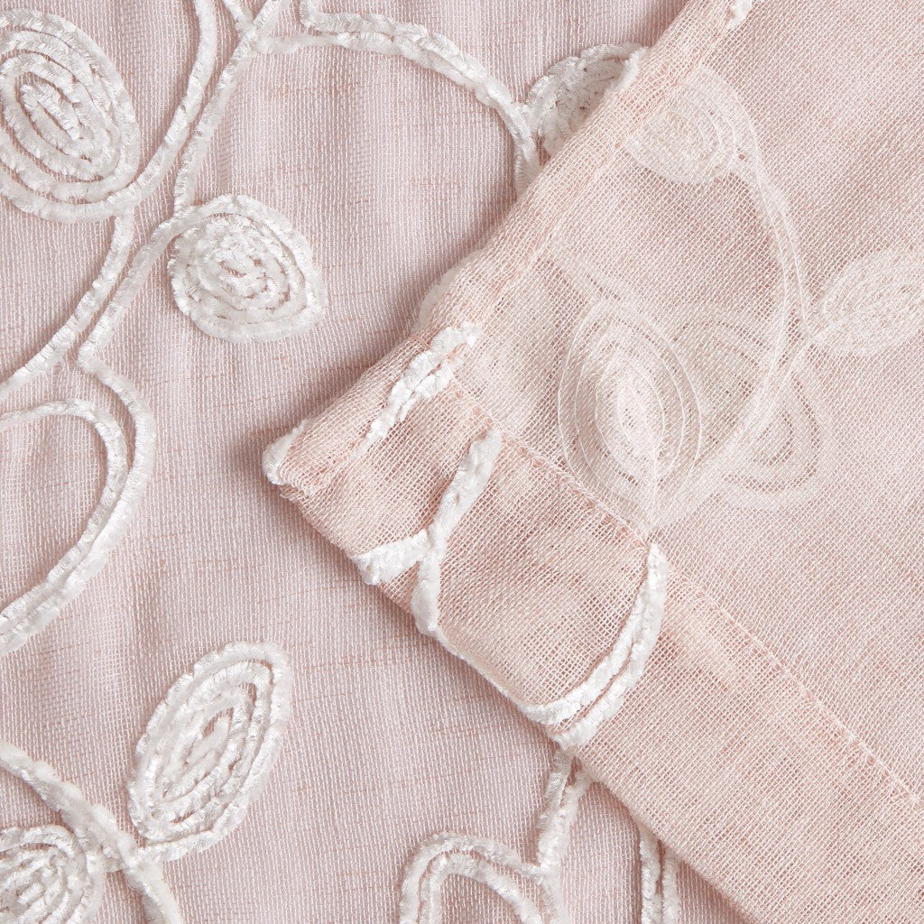 Set of Two 84" Blush Floral Embroidered Window Panels-Curtains and Drapes-DECOROLALA