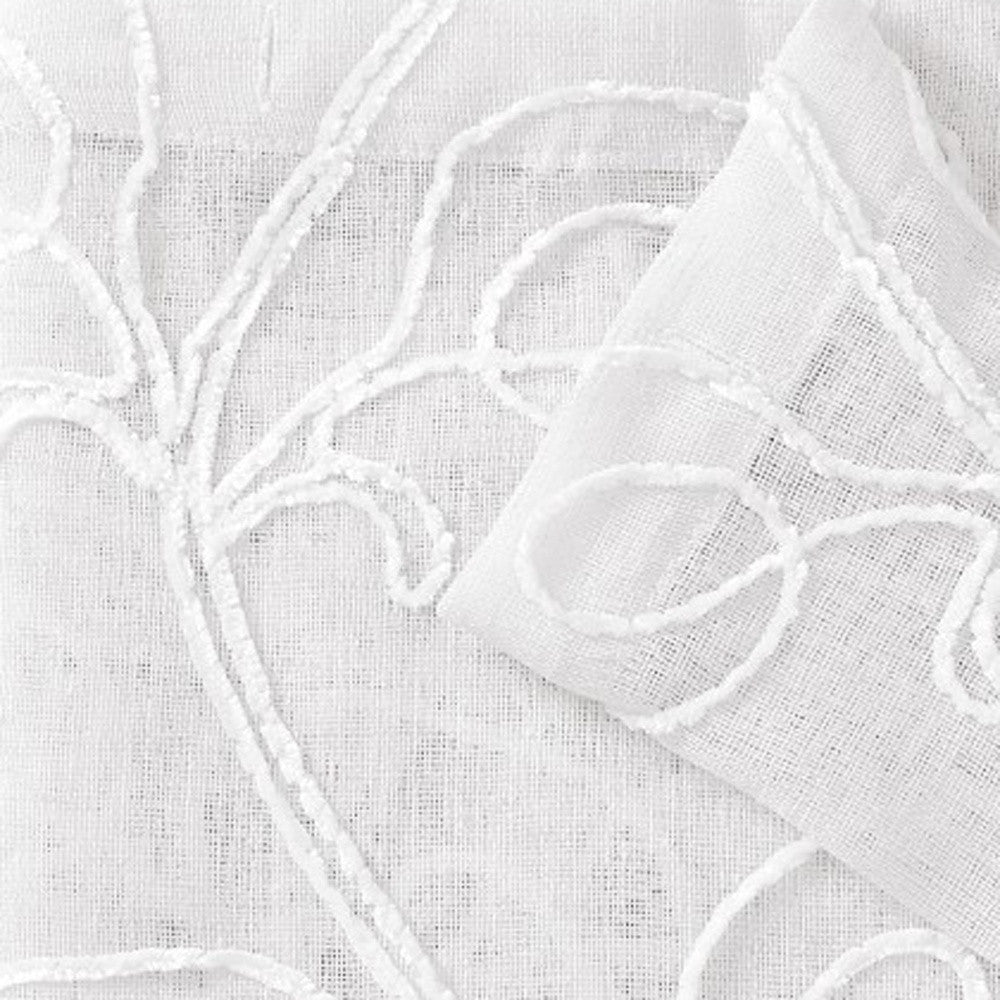 Set of Two 84" White Boho Embroidered Window Panels-Curtains and Drapes-DECOROLALA
