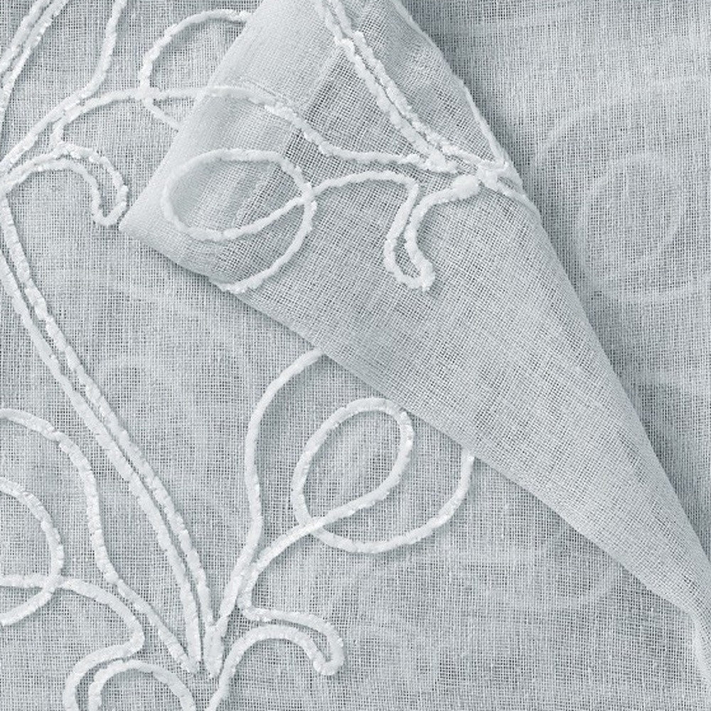 Set of Two 84" Silver Boho Embroidered Window Panels-Curtains and Drapes-DECOROLALA