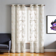Set of Two 84" Beige Boho Embroidered Window Panels-Curtains and Drapes-DECOROLALA