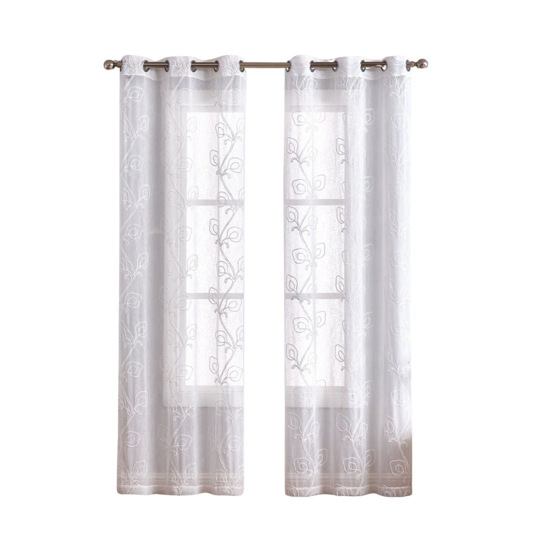 Set of Two 84" Blush Boho Embroidered Window Panels-Curtains and Drapes-DECOROLALA