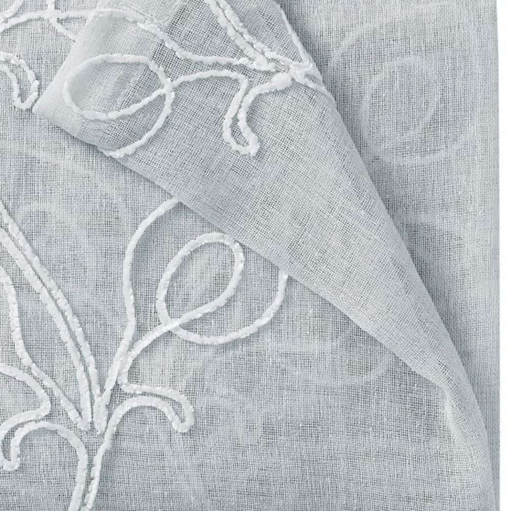 Set of Two 96" Silver Boho Embroidered Window Panels-Curtains and Drapes-DECOROLALA