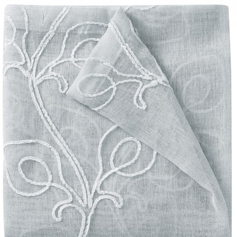 Set of Two 96" Silver Boho Embroidered Window Panels-Curtains and Drapes-DECOROLALA