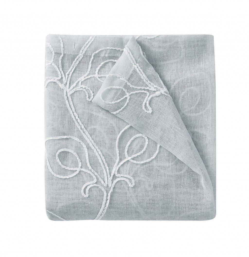 Set of Two 96" Silver Boho Embroidered Window Panels-Curtains and Drapes-DECOROLALA