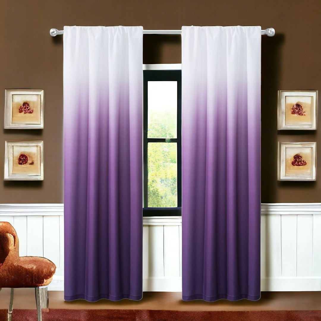 Set of Two 84" Purple Ombre Window Curtain Panels-Curtains and Drapes-DECOROLALA