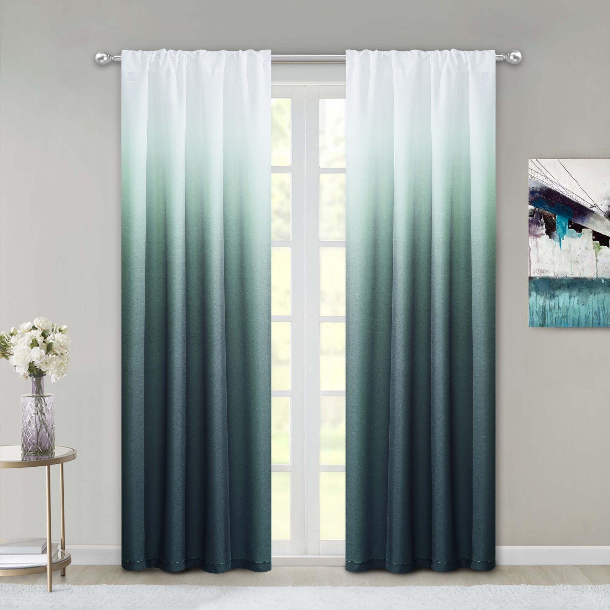 Set of Two 84" Blue Ombre Shades Window Panels-Curtains and Drapes-DECOROLALA