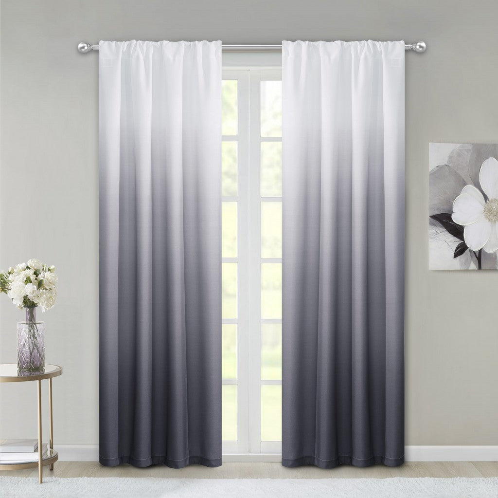 Set of Two 84" Black Ombre Shades Window Panels-Curtains and Drapes-DECOROLALA