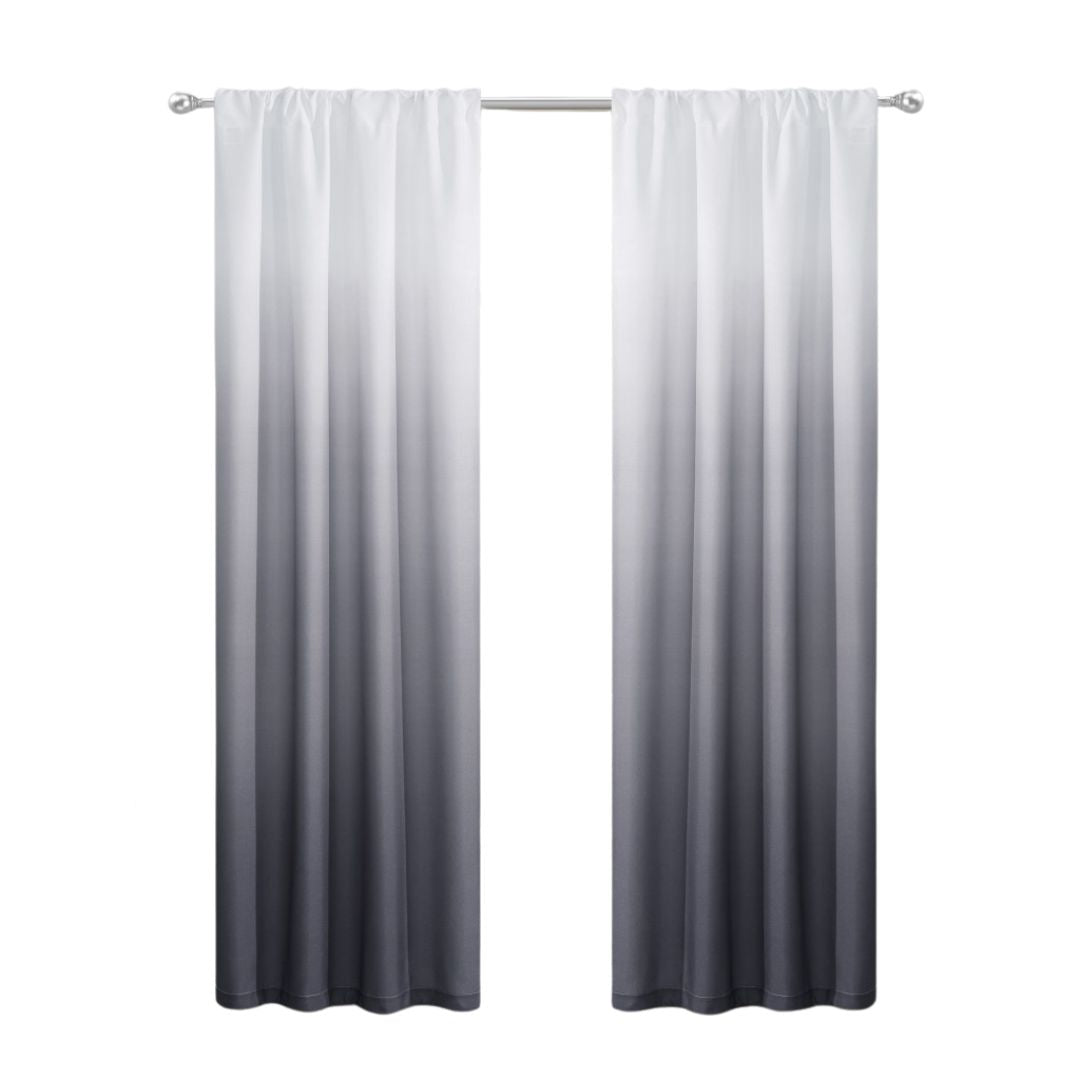 Set of Two 84" Black Ombre Shades Window Panels-Curtains and Drapes-DECOROLALA