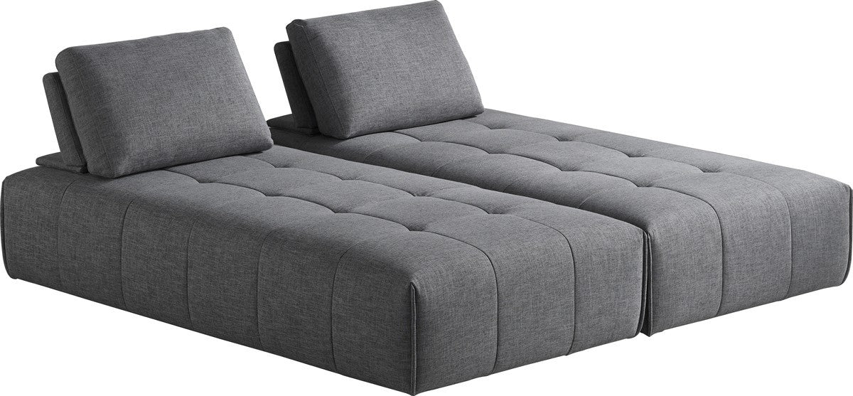 Gray Polyester Modular L Shaped Two Piece Sofa and Chaise Sectional And Toss Pillows-2