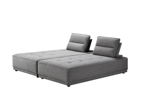 Gray 100% Polyester Stationary L Shaped Two Piece Sofa And Chaise-0