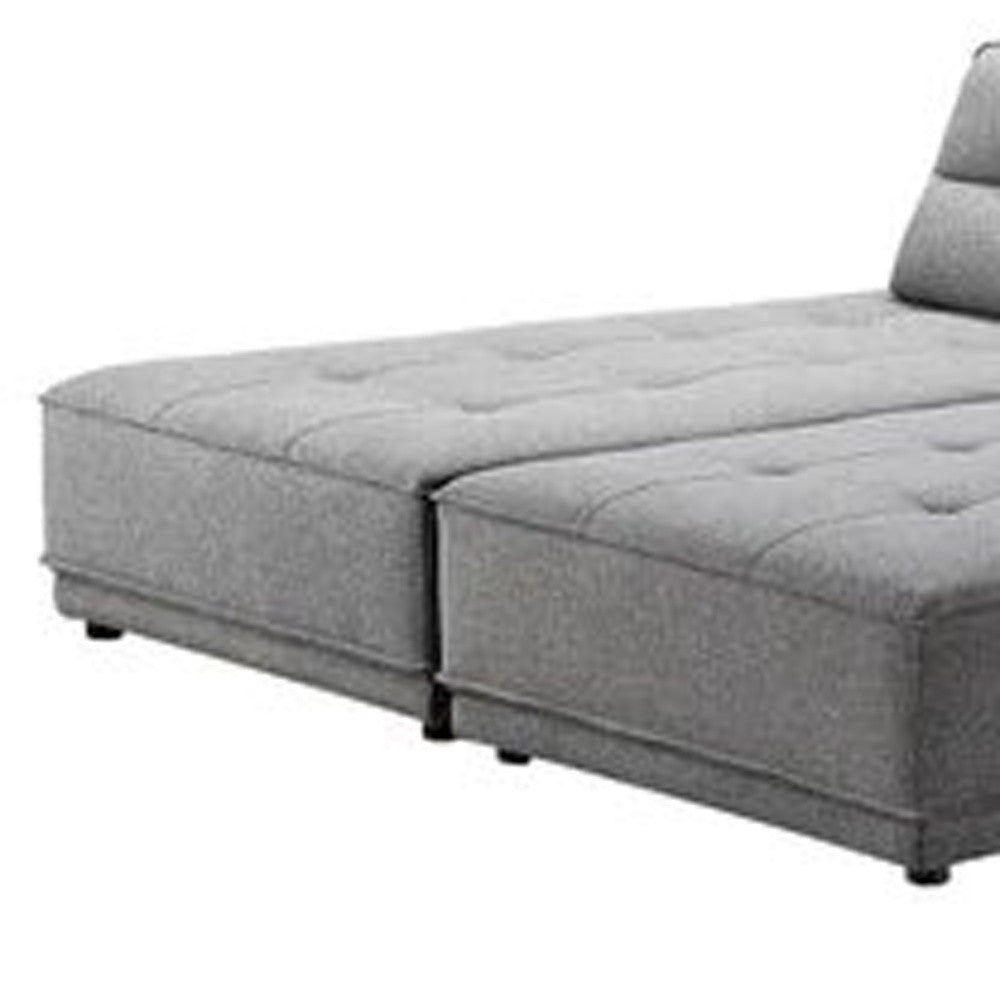 Gray 100% Polyester Stationary L Shaped Two Piece Sofa And Chaise-2