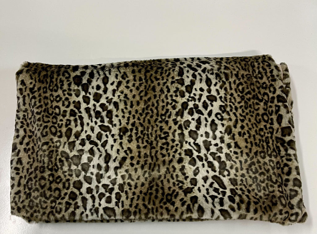 50" X 60" Black Brown And Beige Leopard Faux Fur Plush Throw Blanket-Throws & Blankets-DECOROLALA